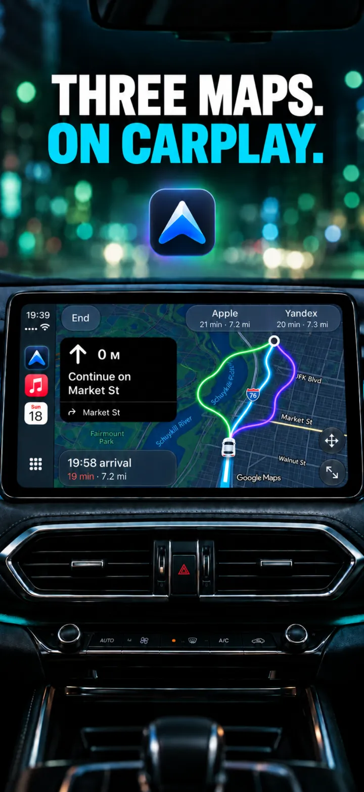 TriNav on a CarPlay screen